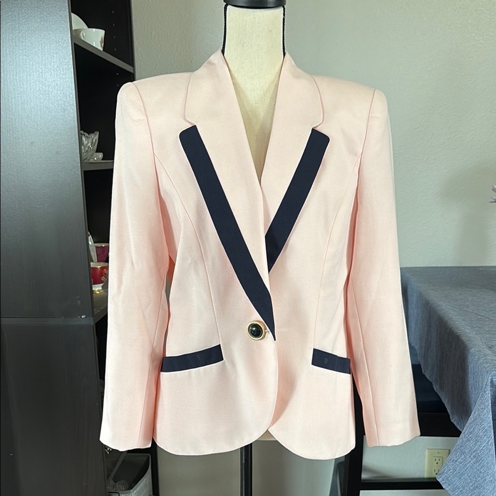Kasper ASL Petite Size 12 Pink with Black Accents Women’s Blazer/Jacket